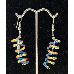 seed bead dangle spiral   Multicolor  Earrings Boho Crafted